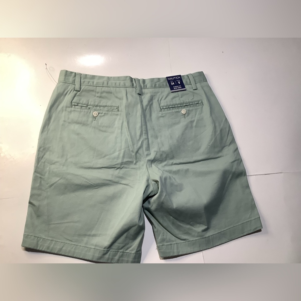 Nautica Men's Light Green Flat Front Shorts - Picture 4 of 4